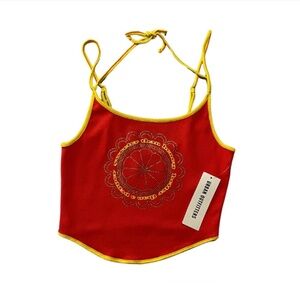 Urban Outfitters red and yellow corset halter Y2K top - NWT